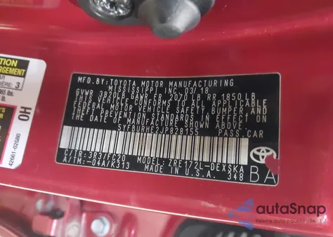 2018 Toyota Corolla Se from USA, damaged, VIN 5YFBURHE2JP828155